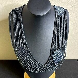 Vintage Long Seed Bead Boho Shimmer Necklace Flapper Victorian​​